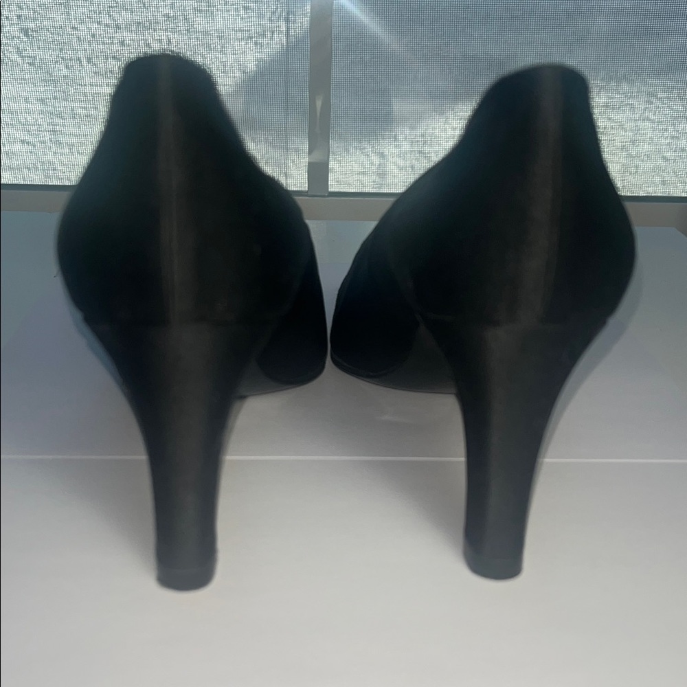 CHANEL Vintage CC Lovo Silk Black Pumps High Heel Shoes - Picture 12 of 15